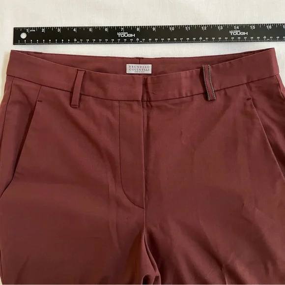 Brunello Cucinelli 6 Maroon Burgundy Red Wool Women’s Pants - Picture 5 of 9